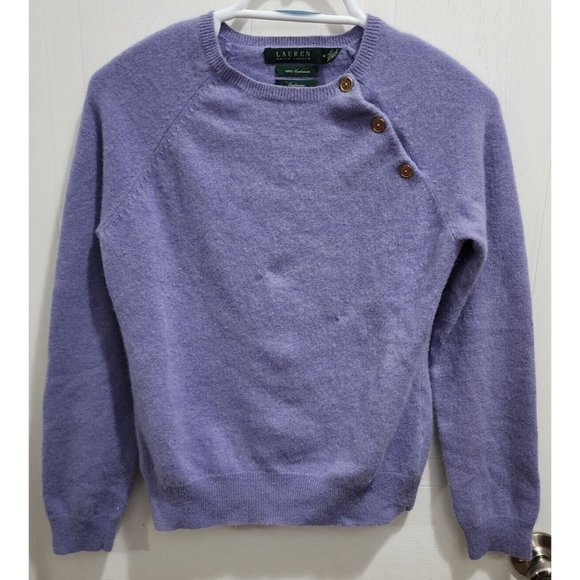 Lauren Ralph Lauren Women's Exclusive Pullover Sweater Purple 100% Cashmere Sz M - Picture 1 of 12